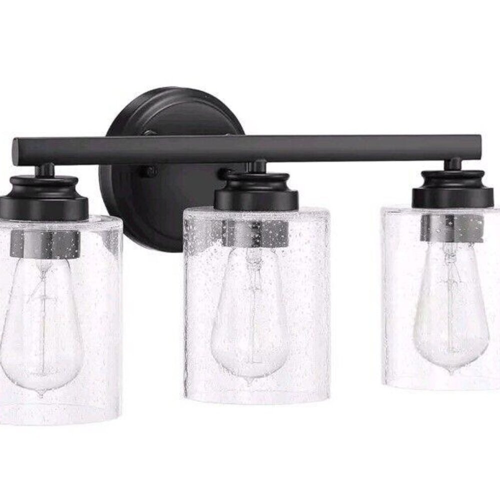 Craftmade Bolden Clear Seeded Glass Vanity Bath Lighting Three Light 300 W Flat
